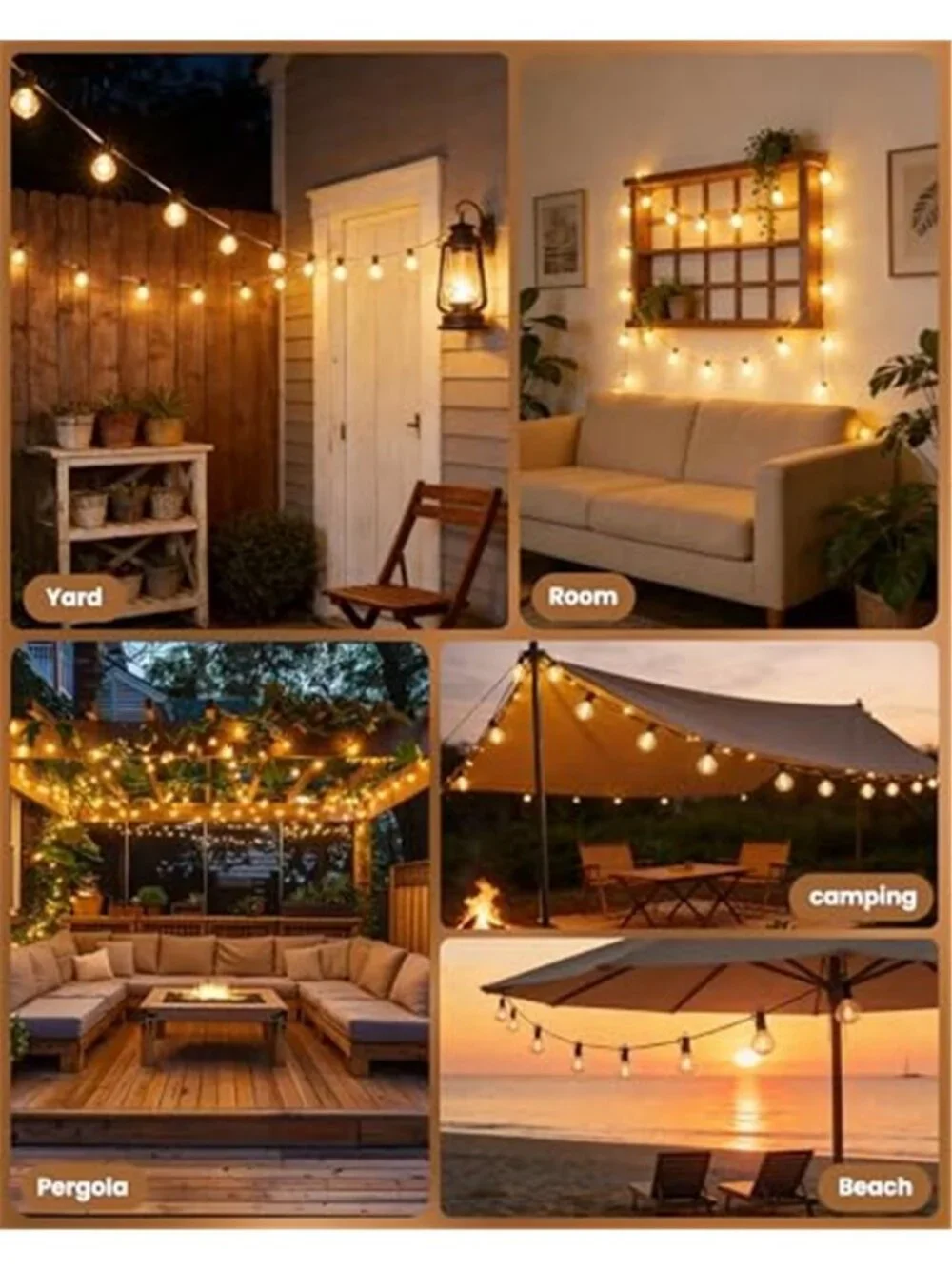 Outdoor String Lights 29Feet G40 LED Patio Lights,Plug-in,13Plastic Edison Bulbs
